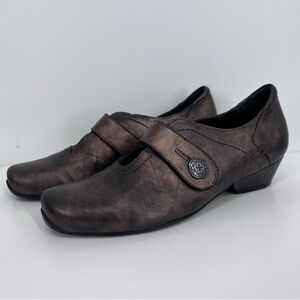 Ziera Bronze Old Gold Carr Velcro Strap Mary Jane Shoes